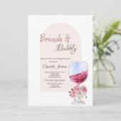 Weinglas Boho Blume Confetti Brunch & Bubbly Einladung (Stehend Vorderseite)