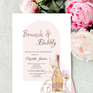 Weinglas Boho Blumen Perlen Brunch & Bubbly Einladung