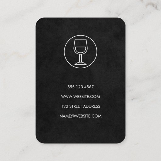 Weinglas Einfach Schwarz Grau Visitenkarte (Rückseite)