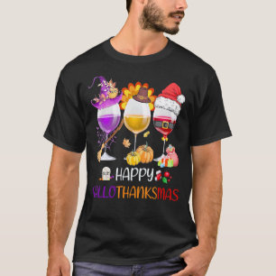 Weinglas Erntedankfest Funny Wine Glückliches Hall T-Shirt