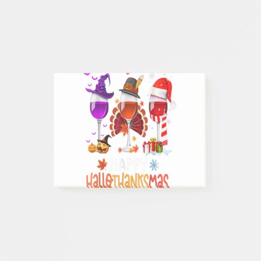 Weinglas Erntedankfest Hallothanksmas Geschenke Post-it Klebezettel (Vorderseite)