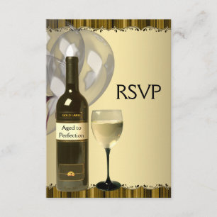 Weinglas Flasche Gold 50. Geburtstagsparty UAWG RSVP Karte