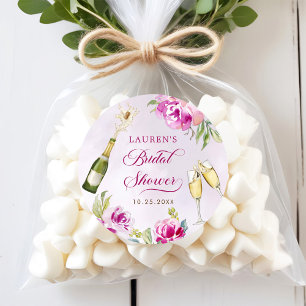 Weinglas Florales Brautbad Runder Aufkleber