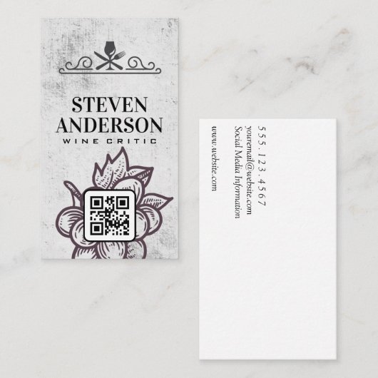 Weinglas-Gabel-Messer Visitenkarte (Vorne/Hinten)