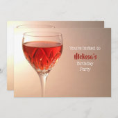 Weinglas Geburtstag Einladung (Vorne/Hinten)