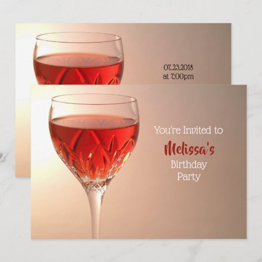 Weinglas Geburtstag Einladung (Vorne/Hinten)