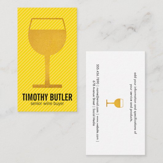 Weinglas gelb visitenkarte (Vorne/Hinten)