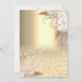 Weinglas Gold Bokeh, Boho Blume Reretirement Einladung (Rückseite)