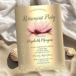 Weinglas Gold Glitter Bokeh Lotus Ruhestand Einladung