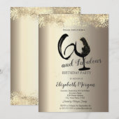 Weinglas Gold Konfetti 60. Geburtstag Einladung (Vorne/Hinten)