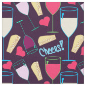 Weinglas Graphic Heart Typografy Cheers Niedlich Stoff (Nahaufnahme)