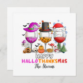 Weinglas Happy Hallowthanksmas T - Shirt Einladung (Vorne/Hinten)