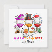 Weinglas Happy Hallowthanksmas T - Shirt Einladung (Vorderseite)