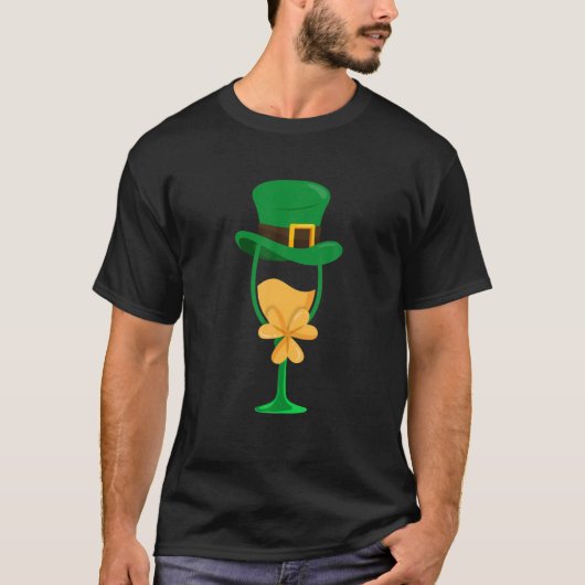 Weinglas Hat St. Patrick's Day Clover Leaf Bow T-Shirt (Vorderseite)