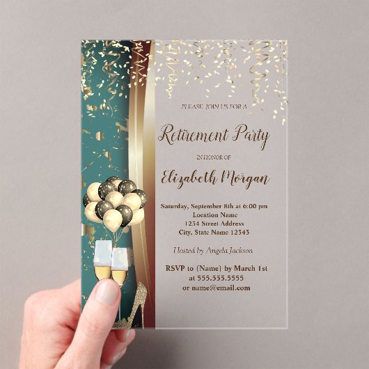 Weinglas, hohe Hefen, Ballons Ruhestand Party Acryleinladungen (Insitu (Handheld))