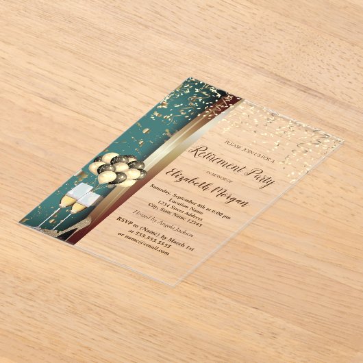 Weinglas, hohe Hefen, Ballons Ruhestand Party Acryleinladungen (Ablage )