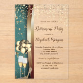 Weinglas, hohe Hefen, Ballons Ruhestand Party Acryleinladungen (Vorderseite)