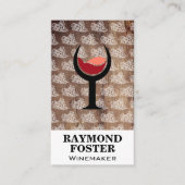 Weinglas | Holz | Weintrauben Visitenkarte (Vorderseite)