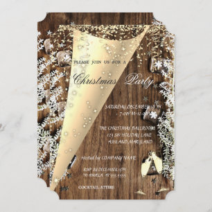 Weinglas, Holztextur Unternehmen Weihnachten Party Einladung