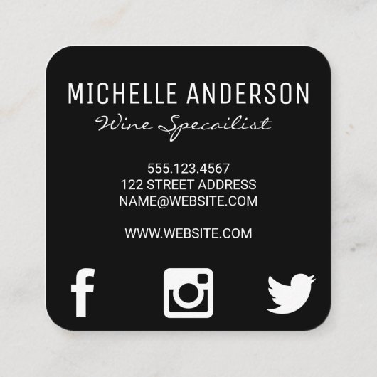 Weinglas-Illustrationen | Aquarell Quadratische Visitenkarte (Rückseite)