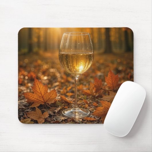 Weinglas in Herbstlaub Mousepad (Mit Mouse)