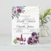 Weinglas Lights Violet Blume Brautparty Einladung (Stehend Vorderseite)