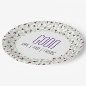 Weinglas-Merlot-Bubbles Illustrationsmuster Pappteller (Schrägansicht)