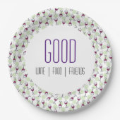 Weinglas-Merlot-Bubbles Illustrationsmuster Pappteller (Vorderseite)