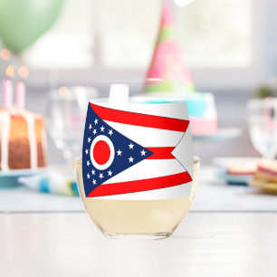 Weinglas mit der Flagge von Ohio, USA Ohne Stiel