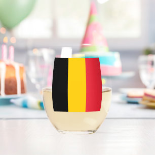Weinglas mit Flagge Belgiens Ohne Stiel