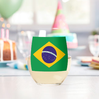 Weinglas mit Flagge Brasiliens Ohne Stiel