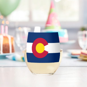 Weinglas mit Flagge Colorado, USA Ohne Stiel