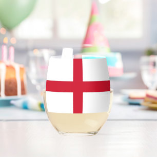 Weinglas mit Flagge Englands Ohne Stiel