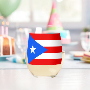 Weinglas mit Flagge von Puerto Rico, USA Ohne Stiel