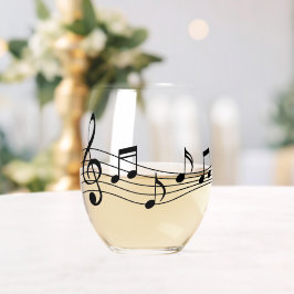 Weinglas mit Musiknoten und Stave Ohne Stiel