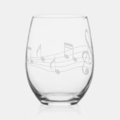 Weinglas mit Musiknoten und Stave Ohne Stiel (Rückseite)