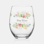 Weinglas mit Pastell-Blume Ohne Stiel (Vorderseite)