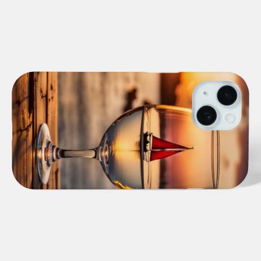 Weinglas mit Segelboot Case-Mate iPhone Hülle (Rückseite (Horizontal))