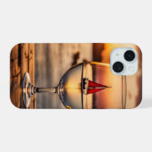 Weinglas mit Segelboot iPhone 15 Hülle (Rückseite (Horizontal))