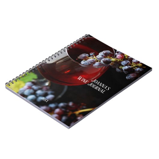 Weinglas mit Trauben/Personalisiertes Weinjournal Notizblock (Linke Seite)