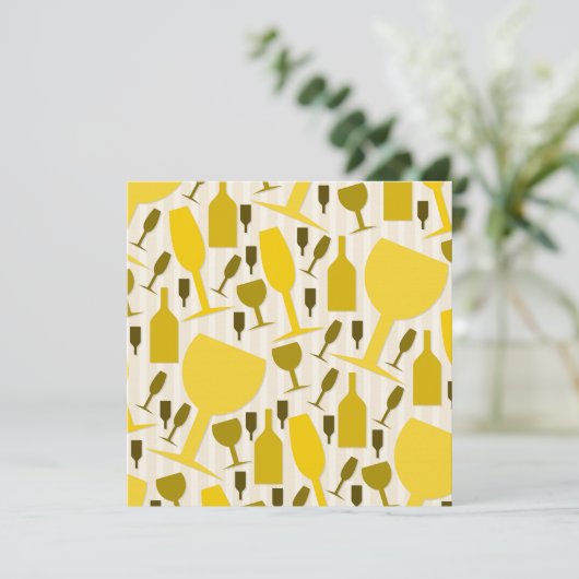 Weinglas-Muster Einladung (Stehend Vorderseite)