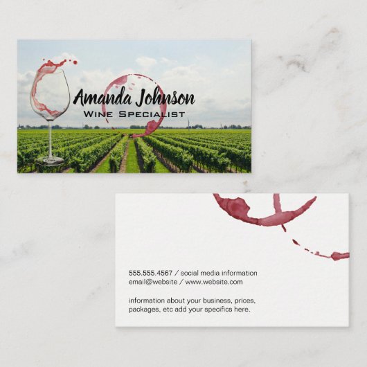 Weinglas Pour | Weinberg Visitenkarte (Vorne/Hinten)