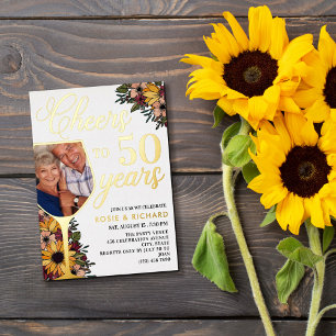 Weinglas Prost auf 50 Ehejahre Hochzeitsjubiläum Folieneinladung