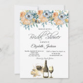 Weinglas Rose Dusty Blue Brautparty Einladung (Vorderseite)