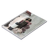 Weinglas, Rose und Trauben in Flaschen Notizblock (Linke Seite)