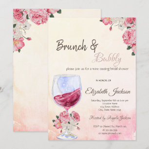 Weinglas Rosen Aquarell Brautdusche Einladung