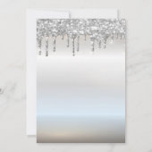 Weinglas Silver Glitzer Bokeh Dropdown-Abonnement Einladung (Rückseite)