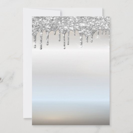 Weinglas Silver Glitzer Bokeh Dropdown-Abonnement Einladung (Rückseite)