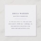 Weinglas | Sommelier - oder Weinindustrie Quadratische Visitenkarte (Rückseite)