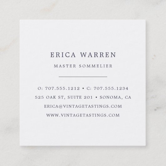 Weinglas | Sommelier - oder Weinindustrie Quadratische Visitenkarte (Rückseite)